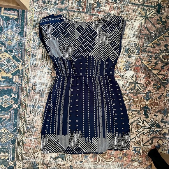 Pink Owl Navy and White Patterned Geometric Dress - Picture 5 of 5